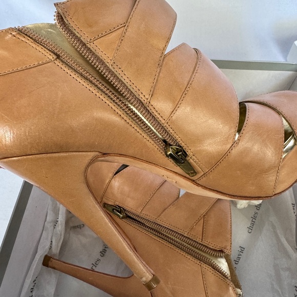 Charles David Tan/Nude Strappy Ankle heel/Boot Fuel Women’s Size 6 - Picture 7 of 8